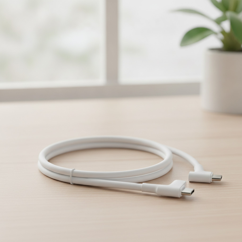 Cable USB-C a USB-C con Conector en L de 60W y 1 Metro Blanco