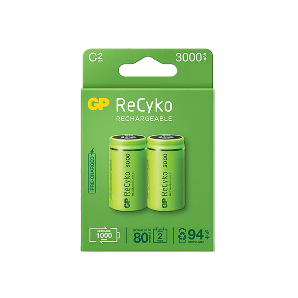 Batería Recargable NiMH C GP ReCyKo 2200 mAh GPRHC22CN033 2 Unidades