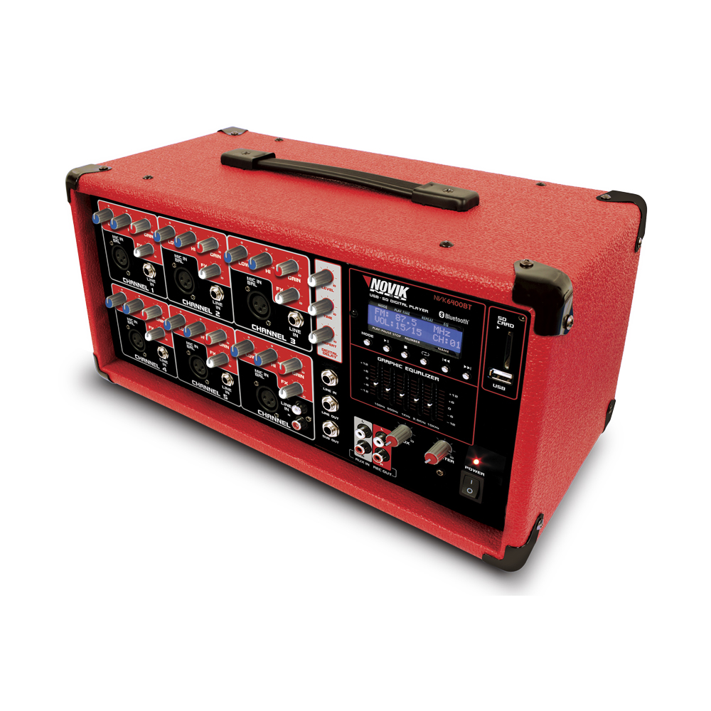 Cabezal Potenciado Novik NVK-6400BT 6 Canales USB Bluetooth 400W