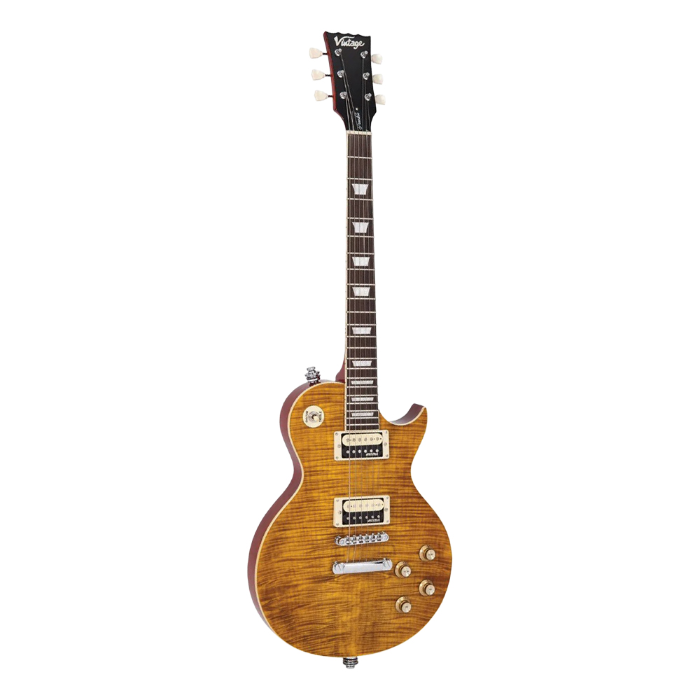 Guitarra Eléctrica Vintage JHS-V100AFD Ámbar Flameado