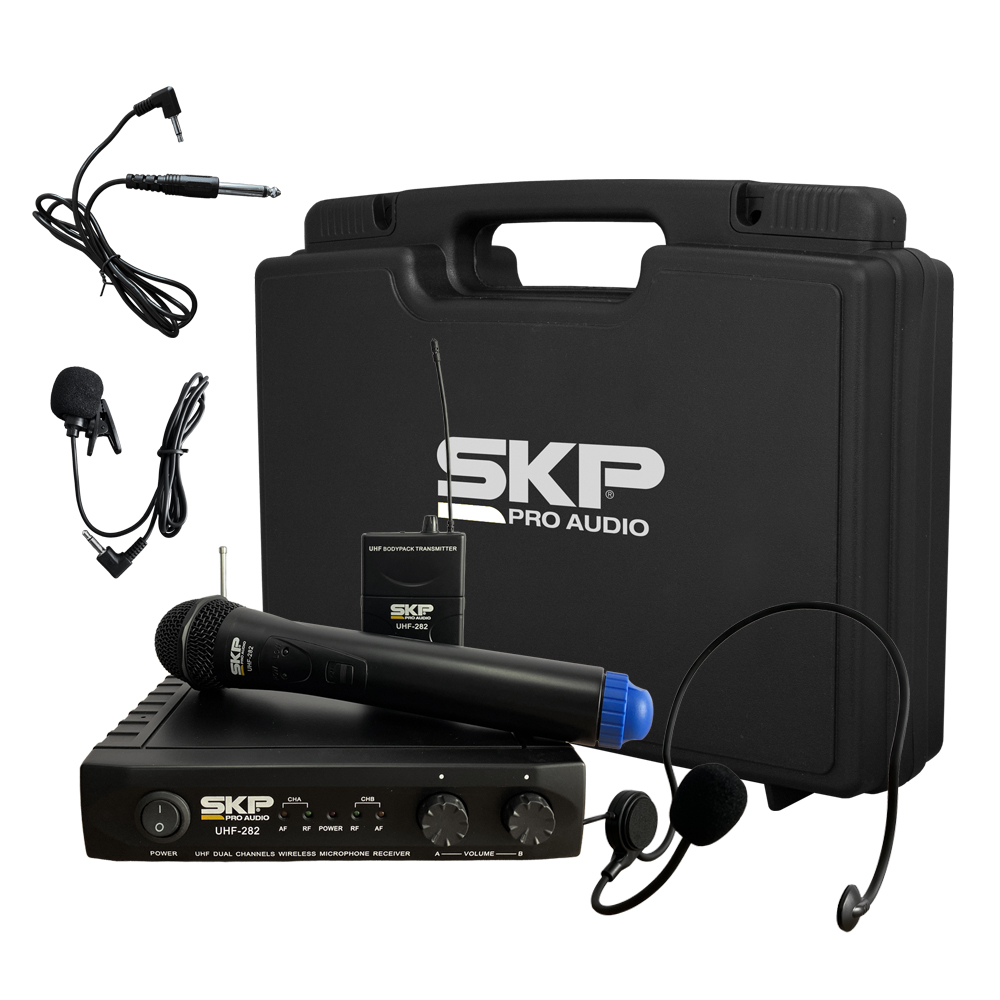Sistema de Micrófonos Inalámbricos UHF SKP UHF-282 2 Canales